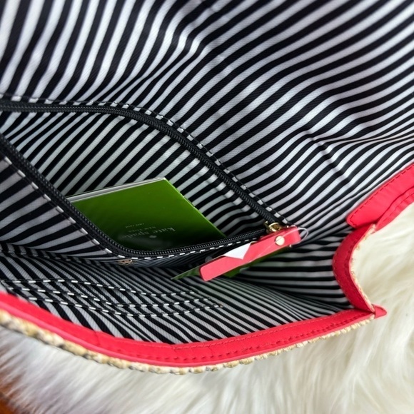 NWT KATE SPADE NEW YORK LEATHER TRIMMED RAFFA STRAW— WOVEN BOW CLUTCH - Picture 11 of 13